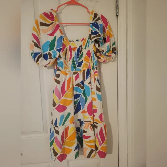 Tabitha Brown X Target Linen Blend Botanical Puff Sleeve Mini Dress (SMALL) - Picture 4 of 6